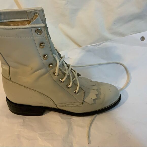 Diamond J Kiltie cream  Justin Lace up Leather Rodeo Western Size 5.5 B - Picture 1 of 15
